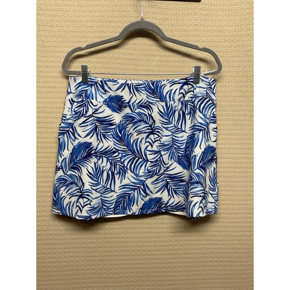 NWT Tommy Bahama Skort Skirt‎ S XL Blue Leaves Pockets Golf Tennis Pickleball